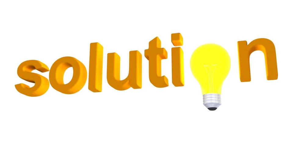 Solution word with light bulb Stock Illustration
