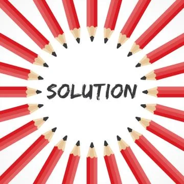 Solution word with pencil background stock vector Stock Illustration