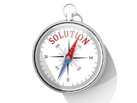 Solution word printed on compass isolated イラスト素材