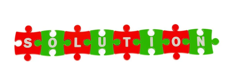 Solution word from puzzles, 3D rendering Stock Illustration