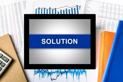 Solution word on tablet Stock Photos