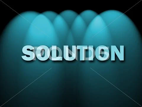 Solution words shows achievement resolution solving and solved Stock Illustration