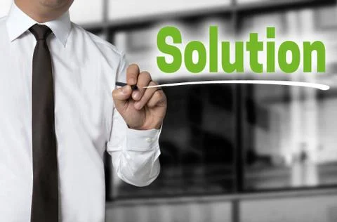 Solution is written by businessman background concept Stock Photos