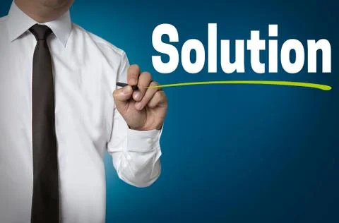 Solution is written by businessman background concept 스톡 사진