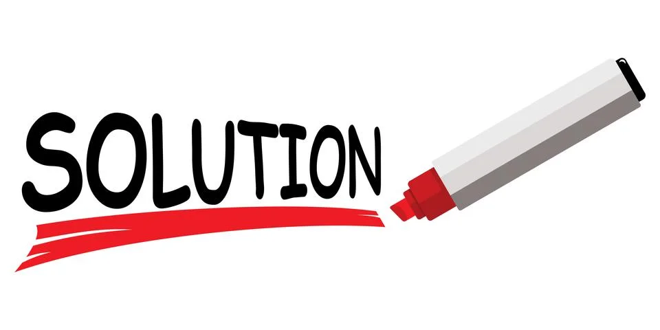 Solution written with marker pen, vector illustration Illustrazione stock
