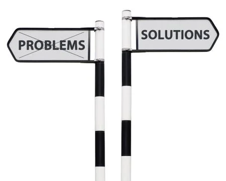 Solutions and problems signs Stock Photos