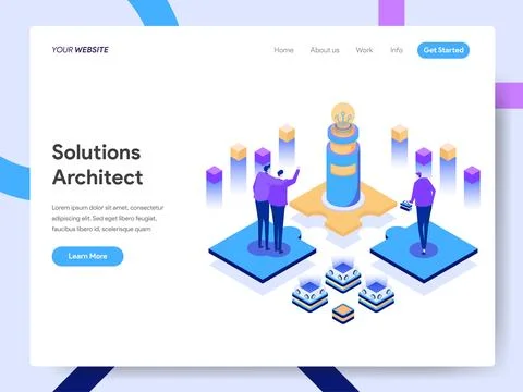 Solutions Architect Isometric Illustration for website page Stock Illustration