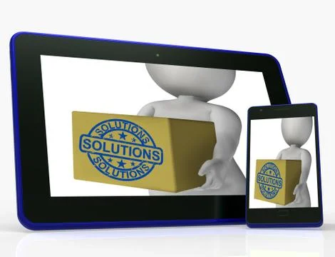 Solutions Box Means Solving Problems And Improvement 스톡 일러스트