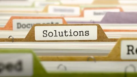 Solutions Concept on File Label Stock Illustration
