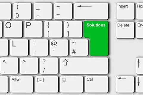 Solutions concept PC computer keyboard illustration Stock Illustration