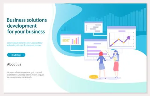 Solutions development for your business concept. Women present data research Stock Illustration