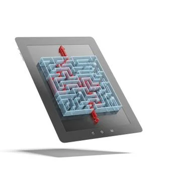 Solutions of maze on the tablet Stockillustratie