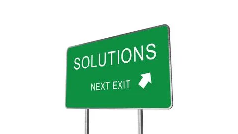 Solutions Next Exit Green Road Sign With Direction Arrow Isolated On White Ba Stock Illustration