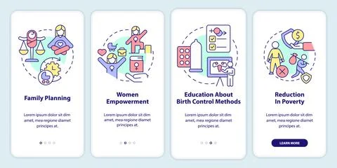 Solutions to overpopulation onboarding mobile app screen Stock Illustration