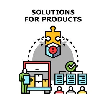 Solutions for product management and problem solving process Stock Illustration