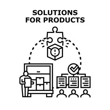 Solutions for product management and problem solving process Stock Illustration