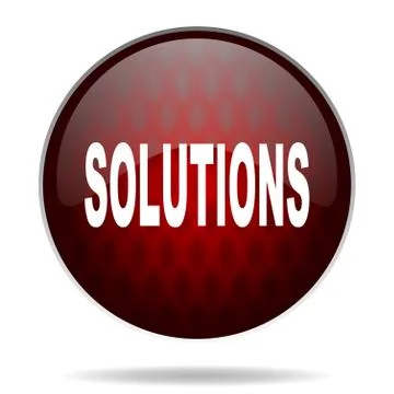 Solutions red glossy web icon on white background. 스톡 일러스트