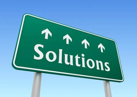 Solutions road sign concept  3d illustration Stock Illustration