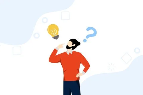 Solutions to solve problems, asking questions and answers, finding ideas. Stock Illustration