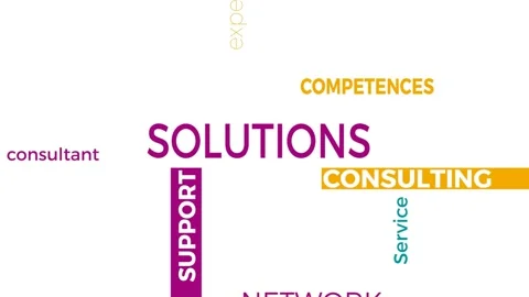 Solutions, tag and words in a cloud motion background concept. 4k animated co Stock Footage 145517210