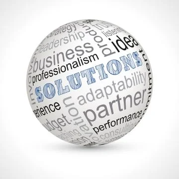 Solutions theme sphere with keywords Stock Illustration