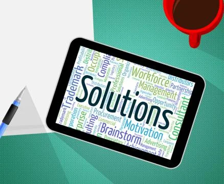 Solutions Word Represents Solve Wordcloud And Resolve Ilustración de archivo