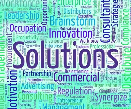 Solutions Word Represents Solved Words And Text Stock Illustration
