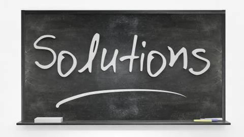 Solutions written on blackboard Stock Photos