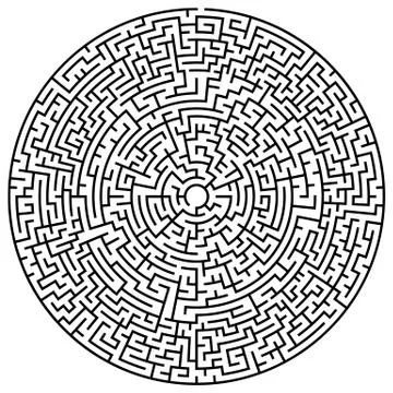 Solvable circular maze element isolated on white Иллюстрация