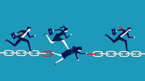 Solve business connection problems. Selfless businesswoman connecting chain.. 스톡 일러스트