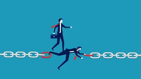 Solve business connection problems. Selfless businessman connecting chains .. Stock Illustration