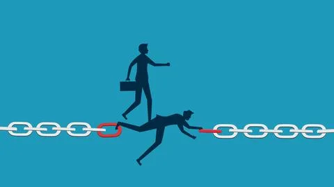 Solve business continuity problems. Selfless businessman connecting chains .. Stock Illustration