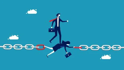 Solve business continuity problems. Selfless businesswoman connecting chain.. イラスト素材