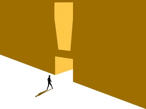 Solve Business Problems. Businessman at Exit Door Exclamation Mark イラスト素材