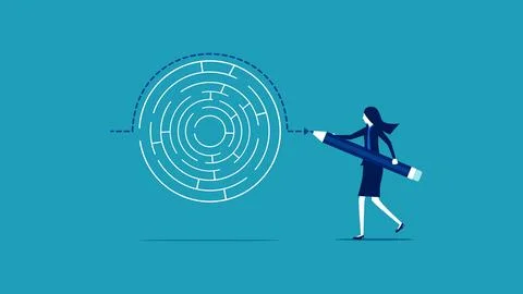 Solve business problems by crossing over problems. Avoidance of the route. Bu 스톡 일러스트