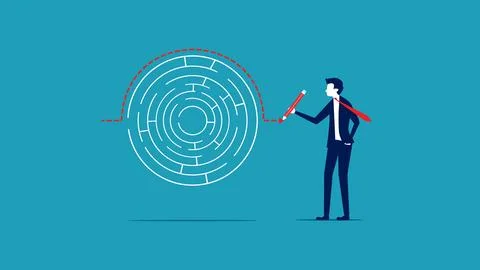 Solve business problems by crossing over problems. Avoidance of the route. Bu 스톡 일러스트