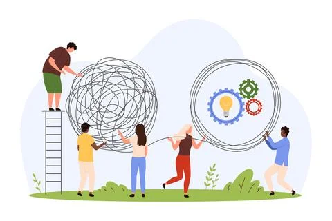 Solve complex difficult problem by simplification way, psychotherapy by tiny Stock Illustration