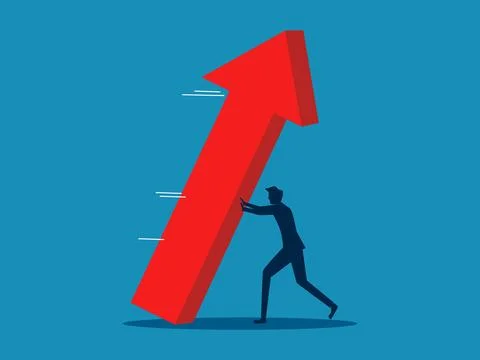 Solve crisis problems. Businessmen support growth arrows 스톡 일러스트