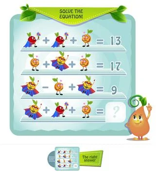 Solve examples game 3 logic Stock Illustration