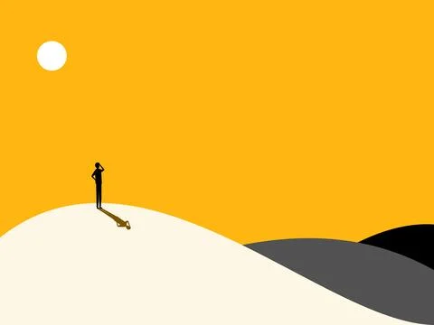 Solve long term problems. man on top of mountain looking long term イラスト素材