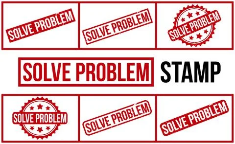 Solve Problem Rubber Stamp Set Vector 스톡 일러스트
