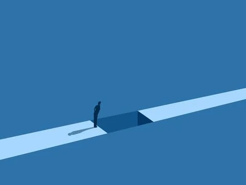 Solve problems on the career path, Businessman sees pitfalls on the path Illustrazione stock