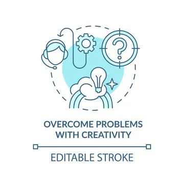 Solve problems with creativity turquoise concept icon Stock Illustration