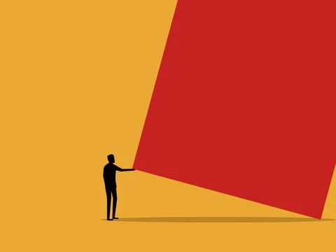 Solve problems, handle business pressure, businessman raises a square shape 스톡 일러스트