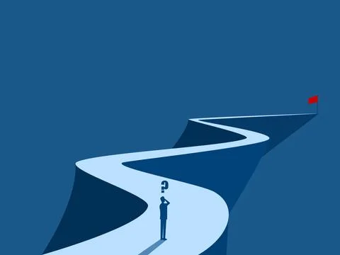 Solve problems in life path problems, Businessman on a complex and long path Illustrazione stock