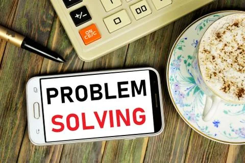Solve problems. Text message on the smartphone screen. Stock Photos
