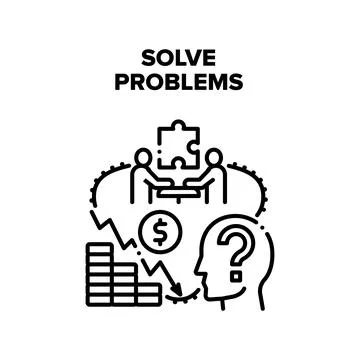 Solve Problems Vector Black Illustration 스톡 일러스트