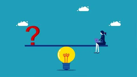 Solve problems at work. Businesswomen use ideas to solve problems. vector Illustrazione stock