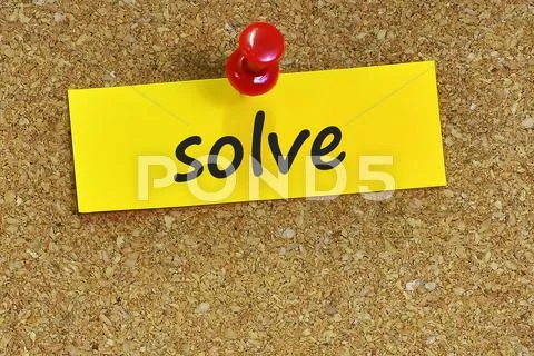 Solve word on notes paper with cork background ~ Premium Photo #51239904