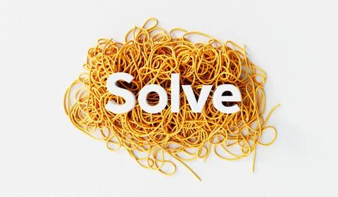 Solve word on a tangled pile of string. mental health and personal development イラスト素材